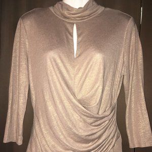 NWOT 7TH Avenue Gold Wrap Top
